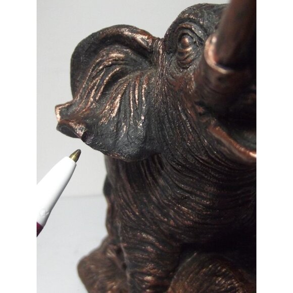Elephant Family Bronze-Colored Chalkware Figurine 8" Rustic Decor Accent Piece - Picture 3 of 11